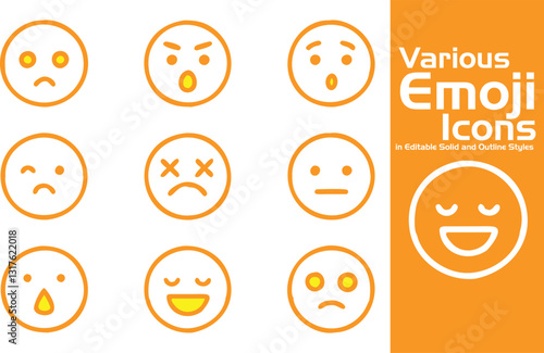 Editable Orange Emoji Icons Set for Various Purposes