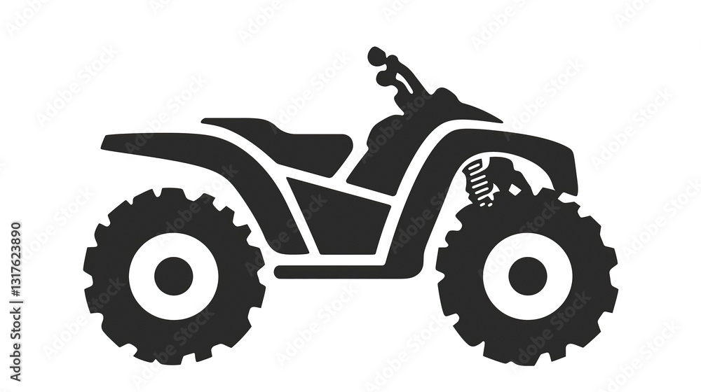 A black atv with large tires isolated on transparent or white background. A black atv with large tires isolated on transparent or white background.
