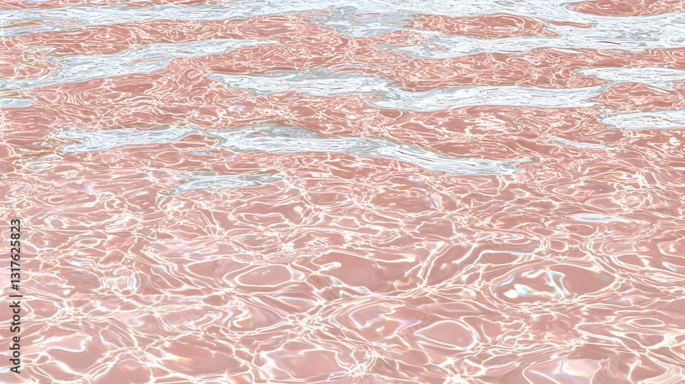 Fototapeta premium Pink water surface texture, sunlight reflection, pool ripples, summer background, website design