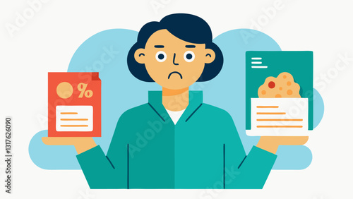Grocery Shopping Struggle A person holding a shopping list looks shocked as they compare prices on two cereal boxes in a grocery store with a price tag showing an increase.