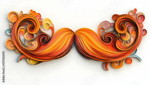 Orange abstract mustache design, cut out - stock jpg