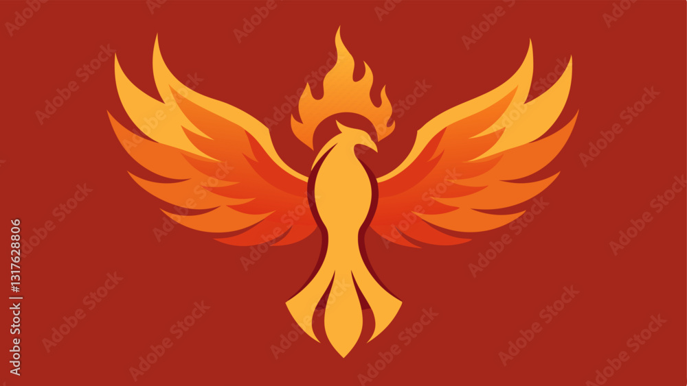 Fototapeta premium Phoenix Rising A stylized phoenix rising from flames representing rebirth and the ability to rise above adversity.