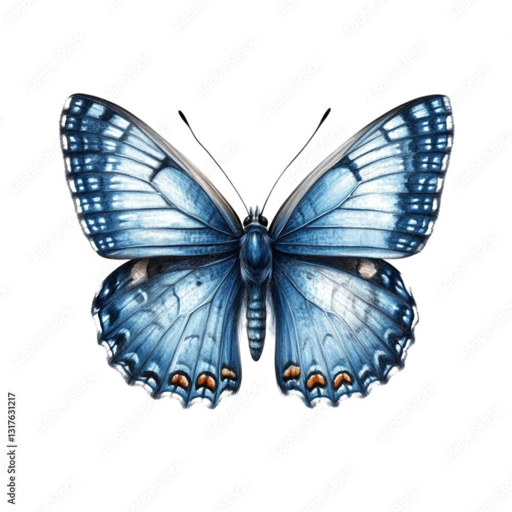 Obraz premium Stunning Blue Butterfly Detailed Wings Nature Insect Art,