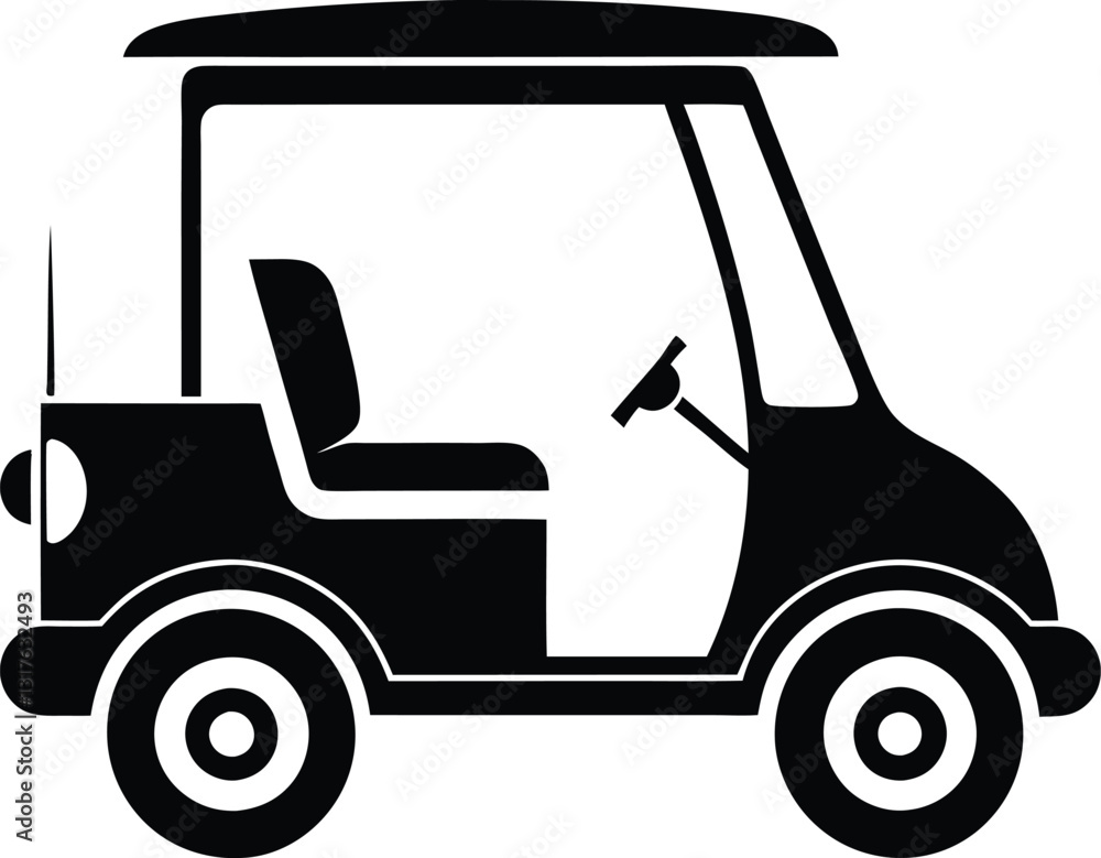 Fototapeta premium Silhouette of a golf cart, golf cart vector silhouette, black golf car icon vector 