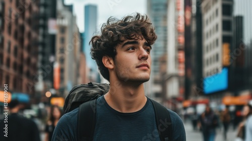 young man in a city