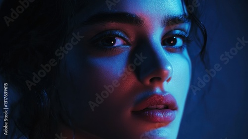 Wallpaper Mural portrait of a woman in night, blue light. Torontodigital.ca