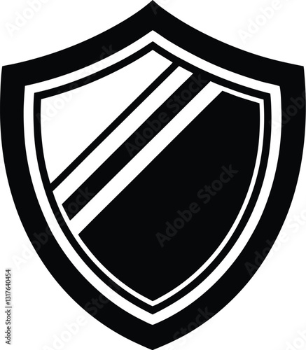 Silhouette of a shield icon, Shield icon set in vintage style. Protect shield security icons. Shield badge quality symbol. Collection of security shield icons. Vector illustration  
