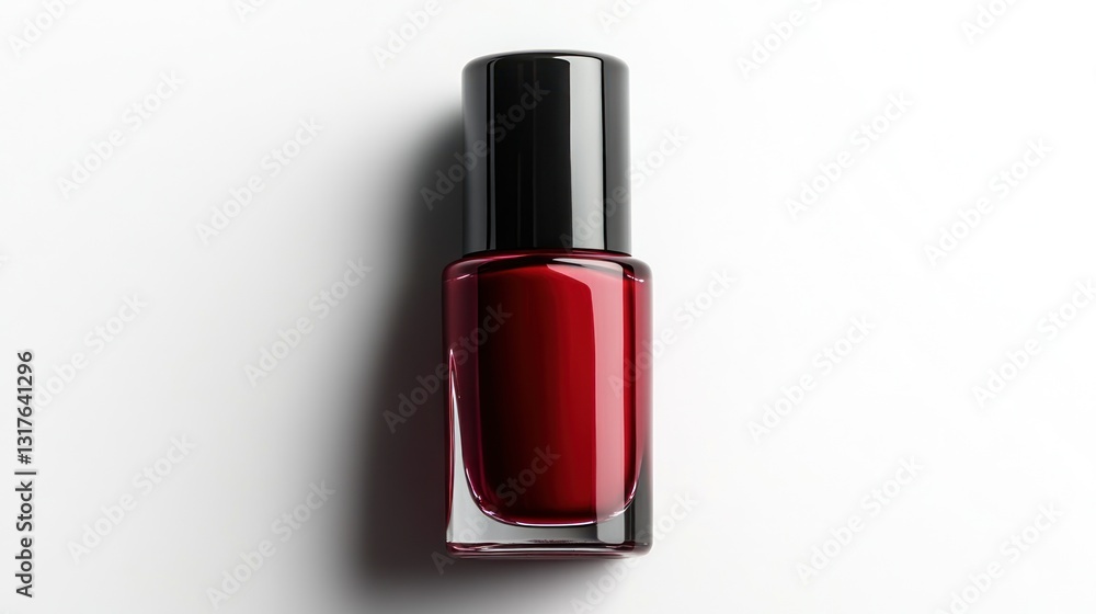 Elegant Red Nail Polish Bottle on White Background Elegant Red Nail Polish Bottle on White Background