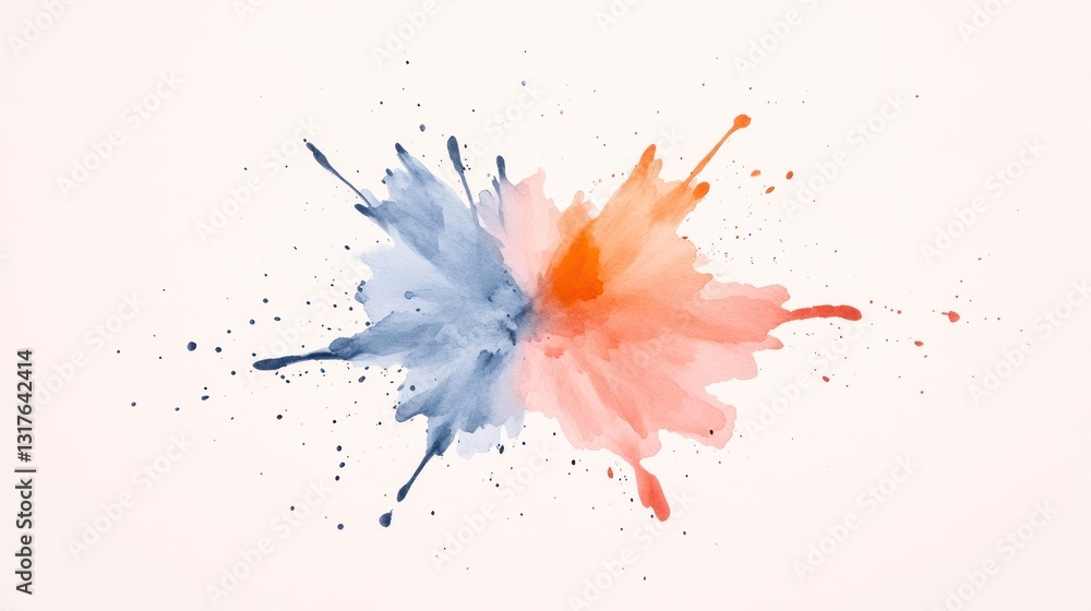 Naklejka premium Surreal Galaxy Watercolor Mind Break Apart Colorful Particles