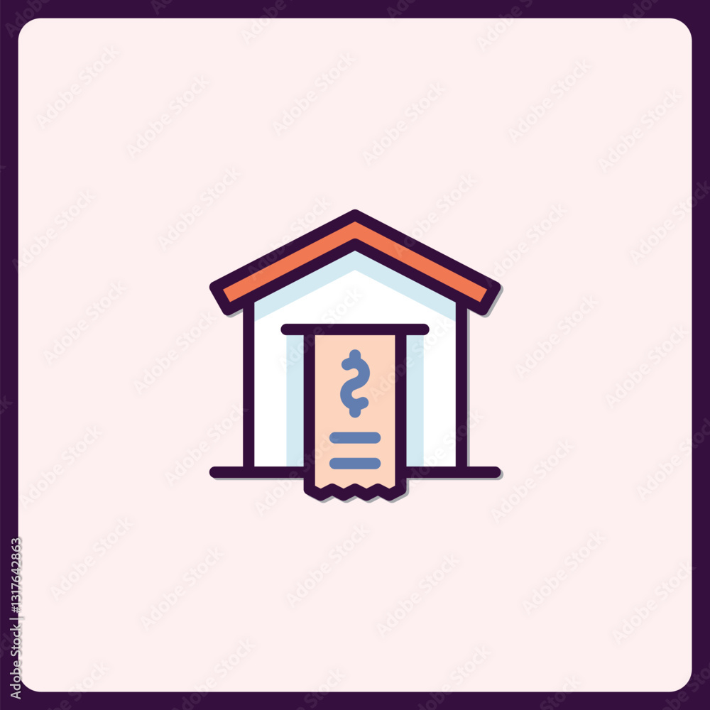 Minimalist Icon Depicting Housing Costs and Financial Obligations Symbol Minimalist Icon Depicting Housing Costs and Financial Obligations Symbol