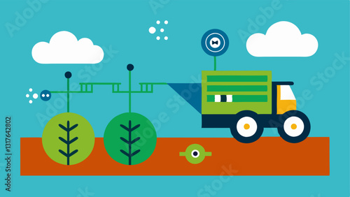 Sustainable Fertilization An image of an AIcontrolled fertilizer spreader applying the exact amount of nutrients needed in different areas of a field based on soil analysis.