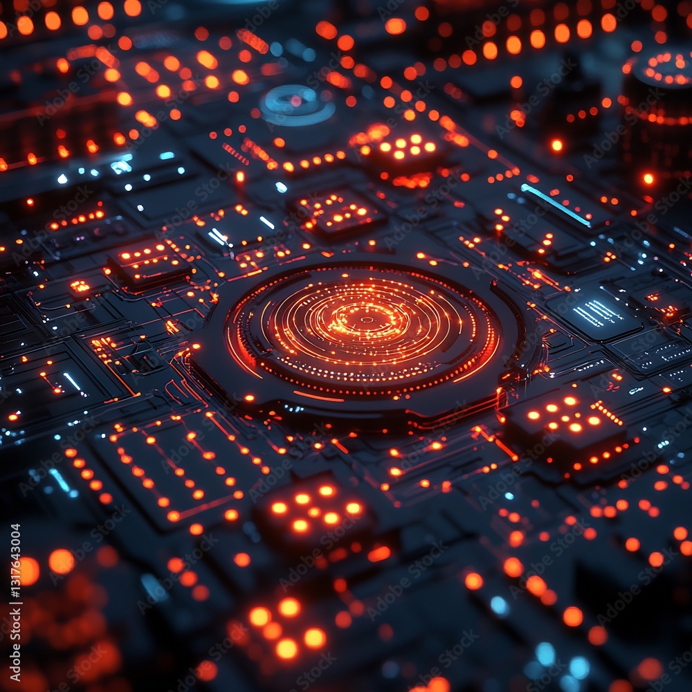 High tech quantum circuits glowing futuristic digital interface AI and machine learning integrated into the quantum system High tech quantum circuits glowing futuristic digital interface AI and machine learning integrated into the quantum system