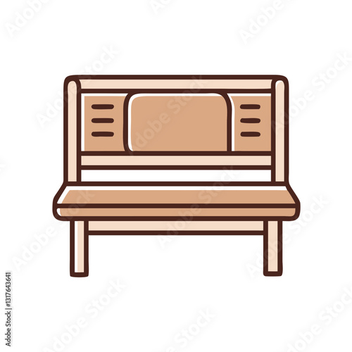 Furniture icon of a wooden hallway bench, cozy decoration concept