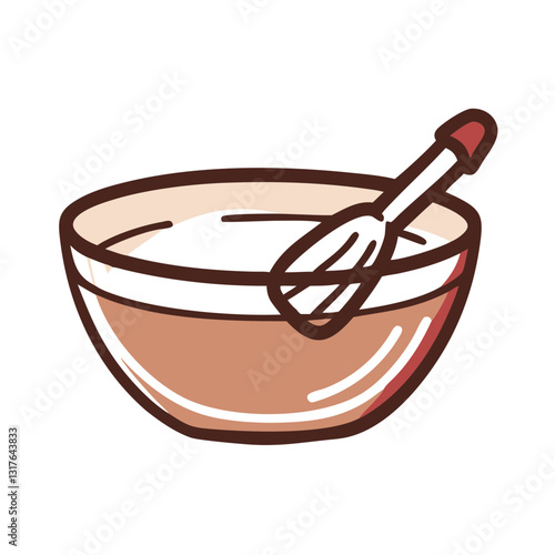 Mixing bowl icon with whisk, kitchen preparation concept