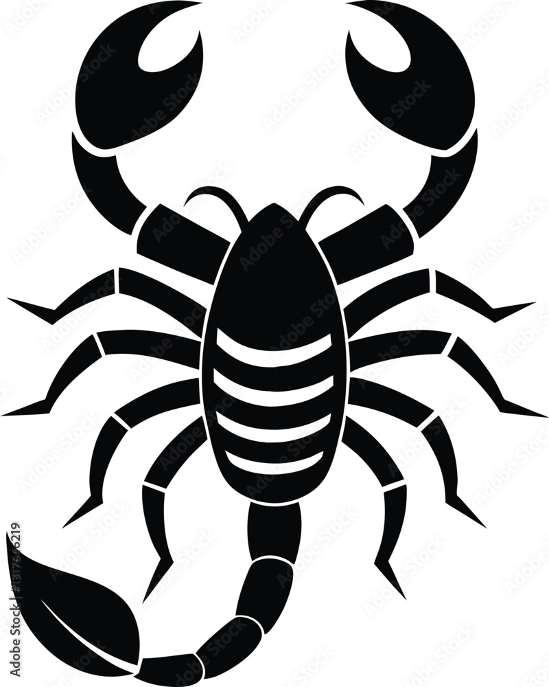 Obraz premium Silhouette of a scorpion, scorpion silhouette, scorpion animal silhouette vector illustration 