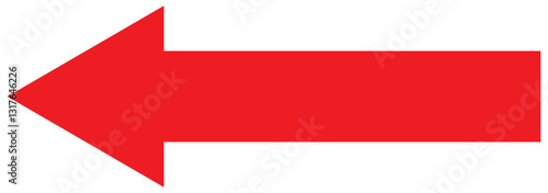 Red arrow. Right pointing arrow. Straight large solid long red arrow icon. Vector illustration.