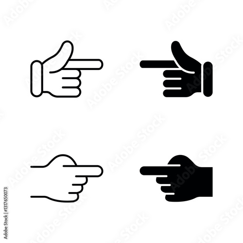 Hand with pointing finger icon set color editable