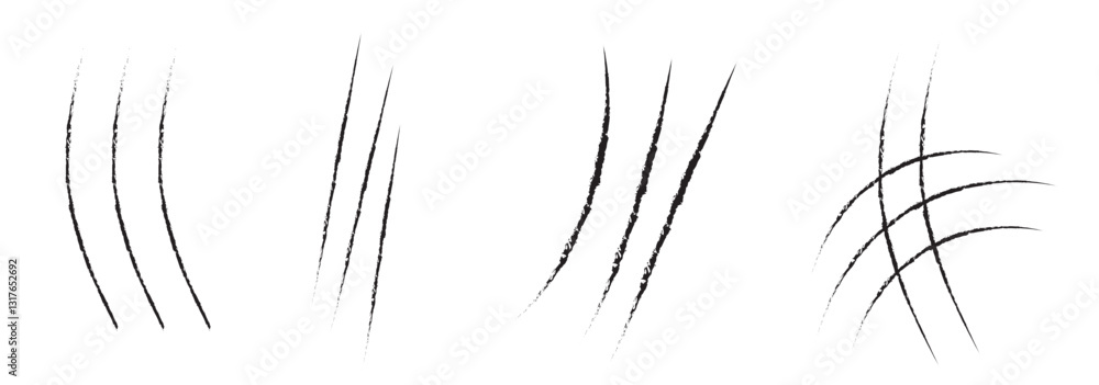 Fototapeta premium Animal claw scratches collection. Talons cuts animal cat, dog, tiger, lion set icons. Vector illustration