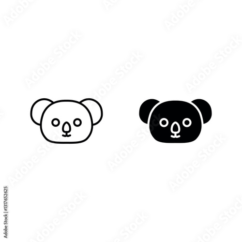 Koala head icon set color editable