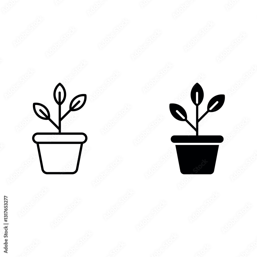 Plant in the pot icon set color editable Plant in the pot icon set color editable