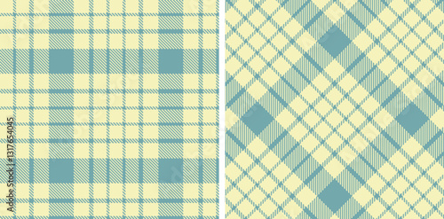 Muted Egg Shell and Dark Bluegrey Seamless Tartan Fabric Design