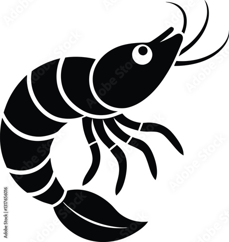 Silhouette of a shrimp, shrimp silhouette vector illustration 