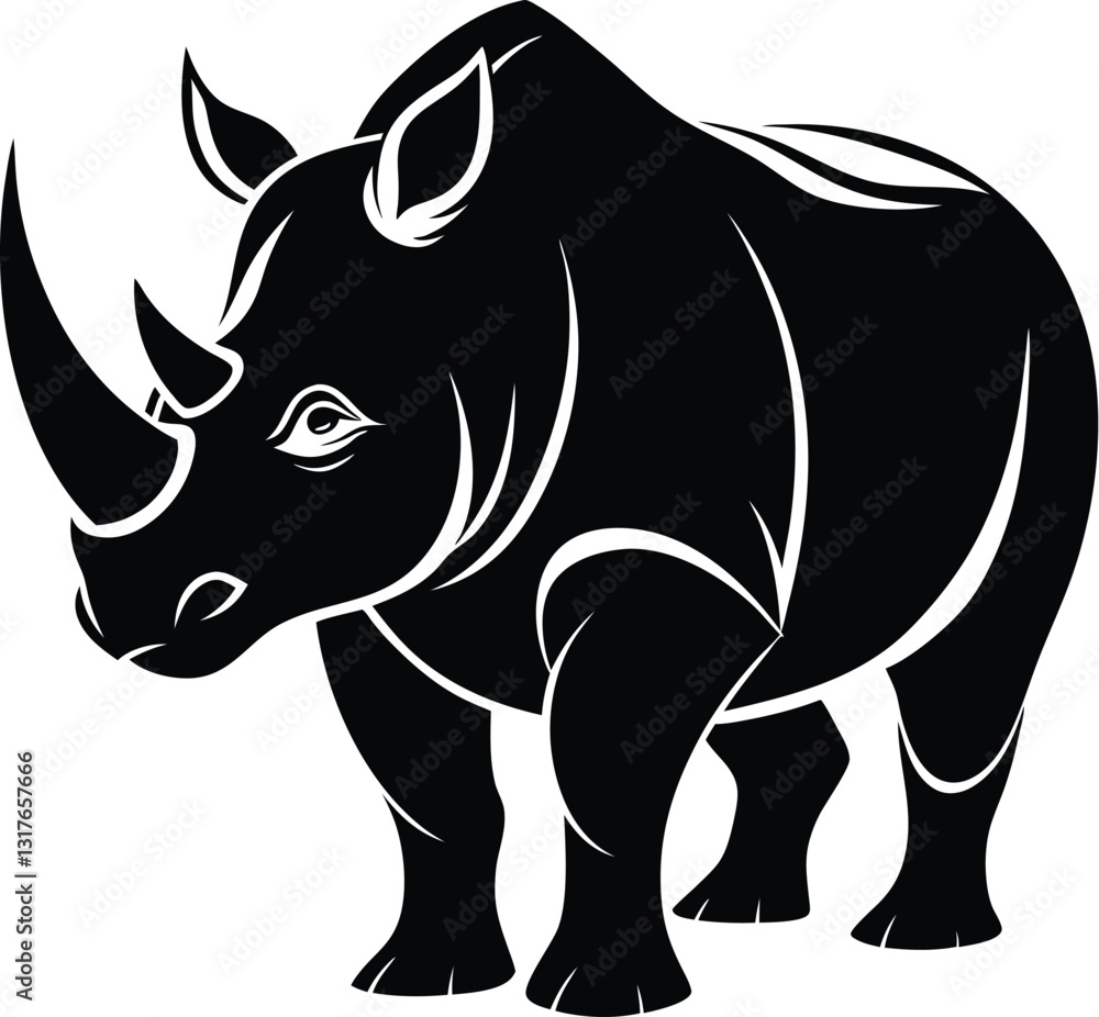 Fototapeta premium Silhouette of a rhino, rhino silhouette vector illustration