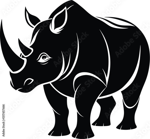 Silhouette of a rhino, rhino silhouette vector illustration 