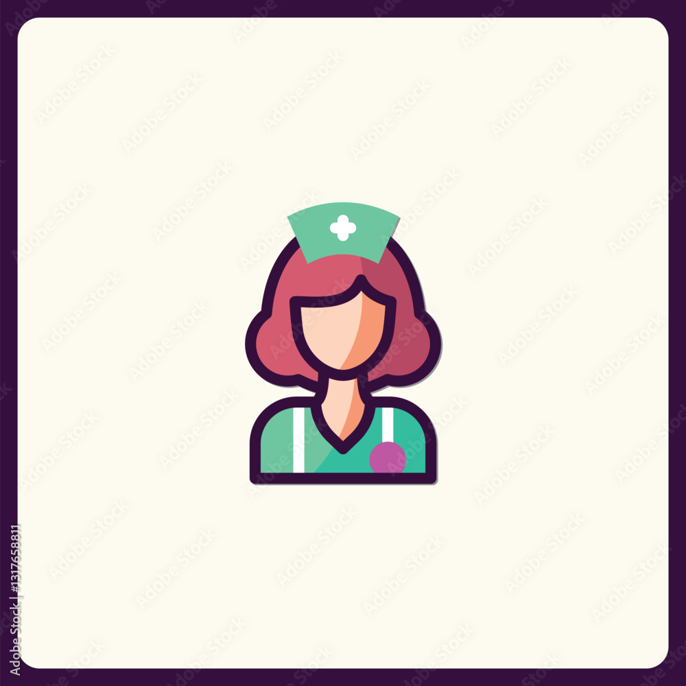 Stylized medical nurse icon with a unique design offering healthcare Stylized medical nurse icon with a unique design offering healthcare