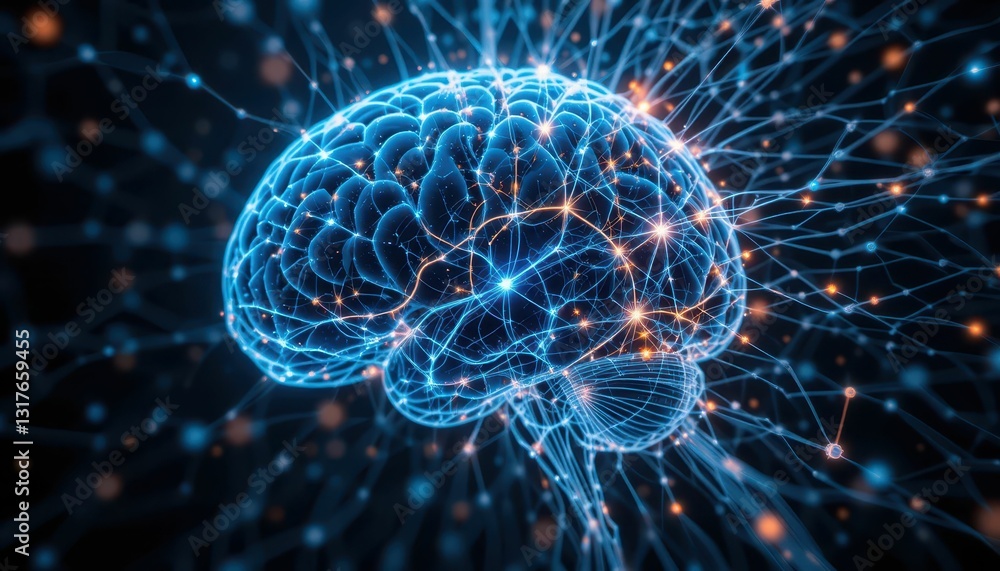 Futuristic Neural Network Representation of a Human Brain Design Futuristic Neural Network Representation of a Human Brain Design