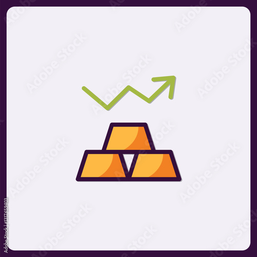 Illustration showcasing gold bullion with an upward trending line, financial growth