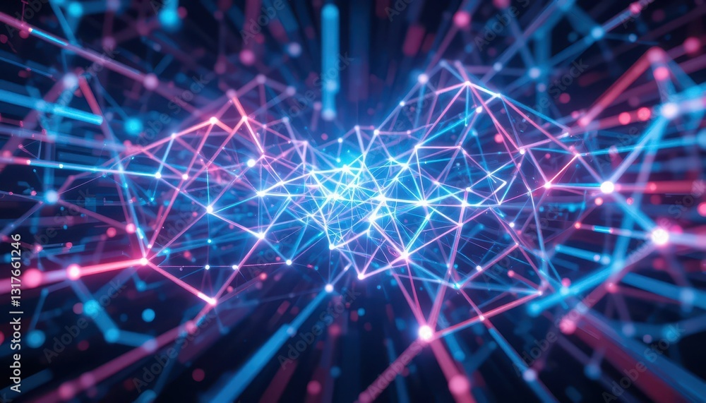 Abstract Digital Mesh Background with Vibrant Blue and Pink Lights Abstract Digital Mesh Background with Vibrant Blue and Pink Lights
