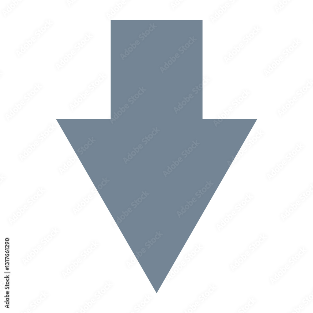 A Simple Slate Grey Arrow Pointing Down, Symbolizing Guidance, Direction, Or A Download Prompt, Presented With A Minimalist Aesthetic