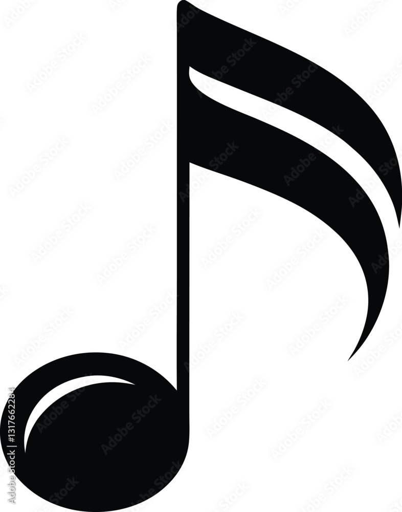 Silhouette of a music note, music note silhouette vector, music note icon Silhouette of a music note, music note silhouette vector, music note icon