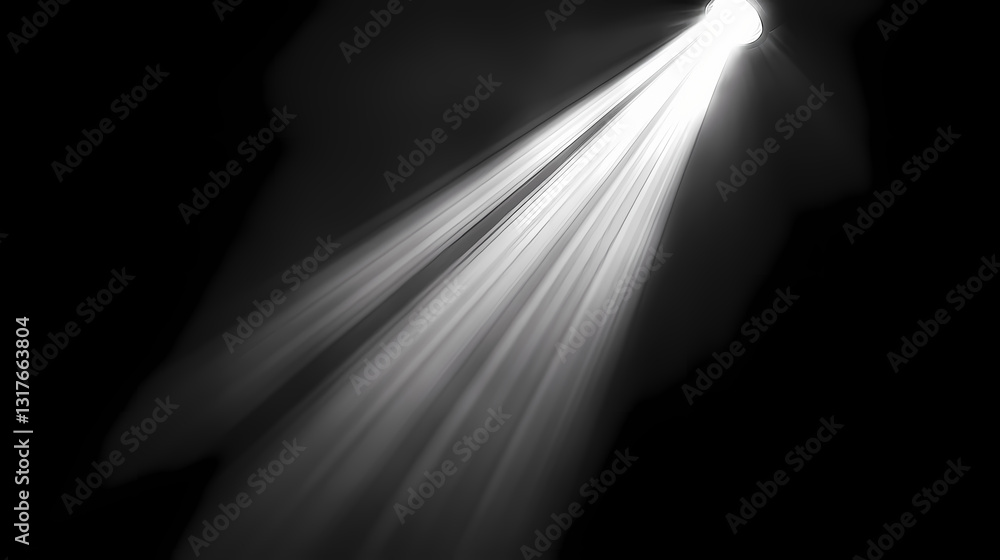Obraz premium White spotlight beam shining down on a black background. Radiant Shadows. Illustration