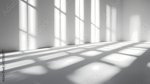 White wall with soft light streaks and shadow. Radiant Shadows. Illustration