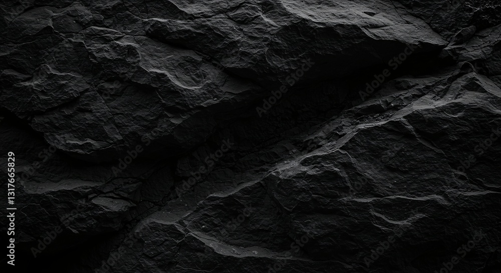 Fototapeta premium Black abstract background. Grunge background with copy space. The surface of the mountain close-up. Dark gray stone background. Rock texture.