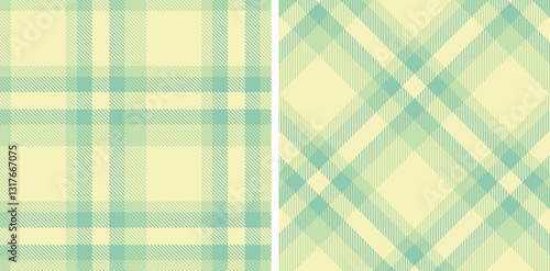 Metallic Light Grey Green and Metallic Egg Shell Seamless Tartan Fabric Design
