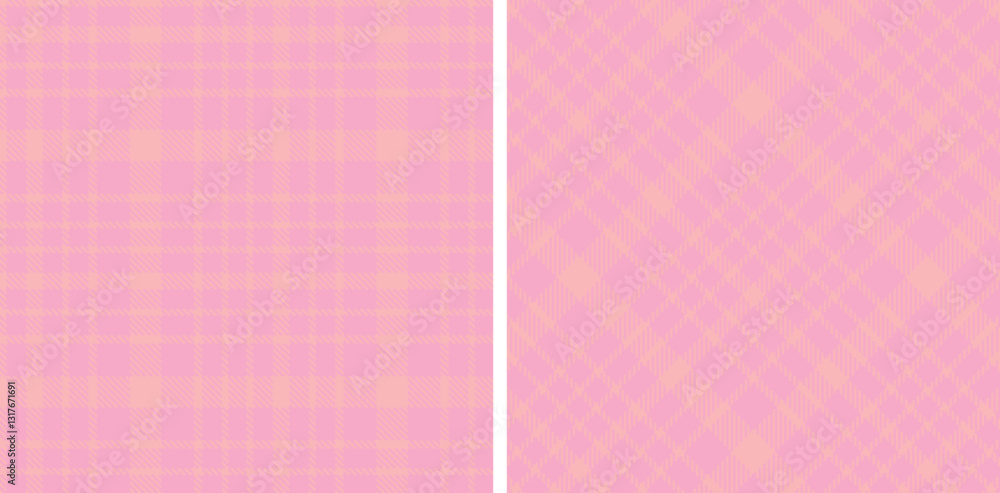 Fototapeta premium Pastel Pale Rose and Warm Powder Pink Seamless Tartan Fabric Design