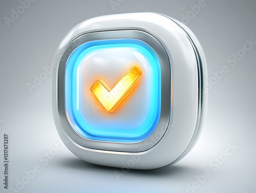 Wallpaper Mural A glossy white and blue icon with a golden checkmark Torontodigital.ca