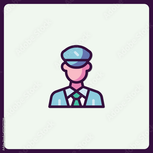 Stylized uniformed officer icon with modern design elements and clean lines