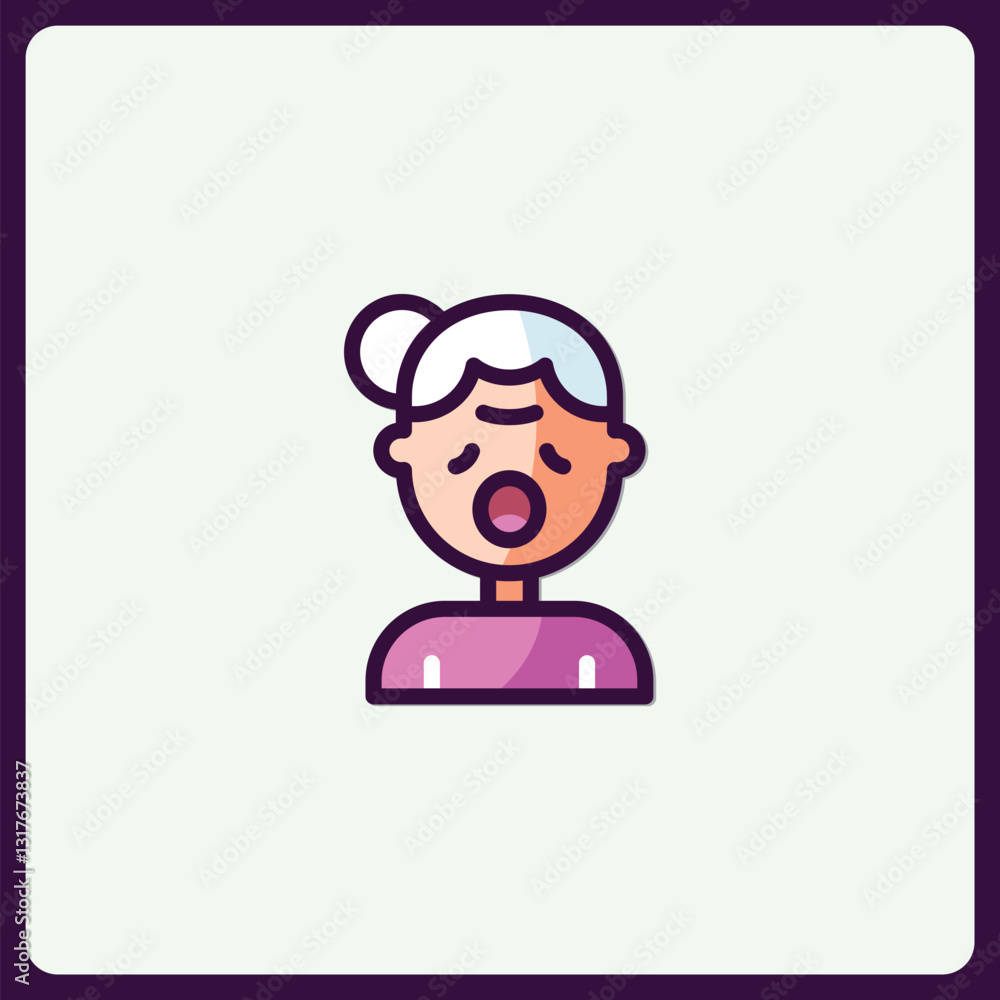 Grandmother gasping icon in flat style, old lady expressing emotion Grandmother gasping icon in flat style, old lady expressing emotion