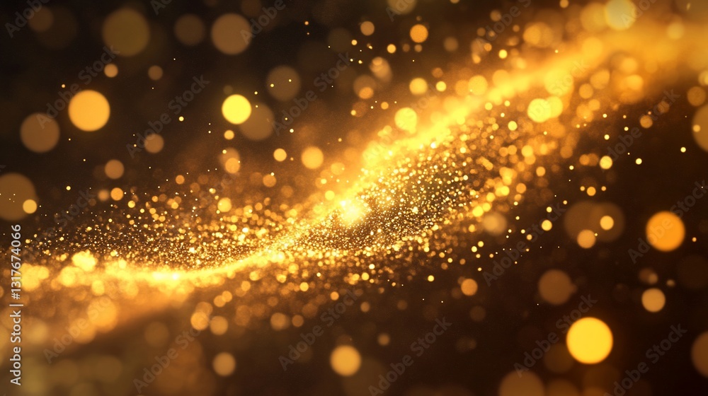 Golden Glittering Wave Abstract Background Shimmering Dust Particles Sparkling Lights Golden Glittering Wave Abstract Background Shimmering Dust Particles Sparkling Lights
