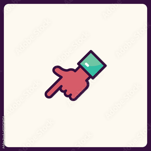 Minimalist pointing hand graphic offering a subtle directional cue or navigation element