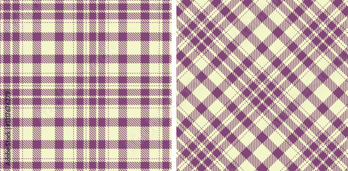 Metallic Bruise Seamless Tartan with Cool Ecru accents Fabric Design