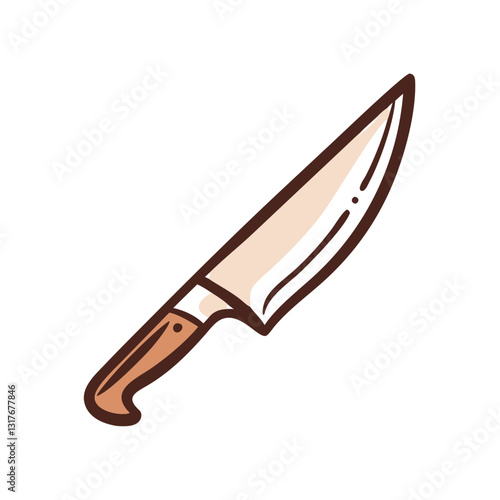 Kitchen knife icon with clean blade, culinary preparation concept