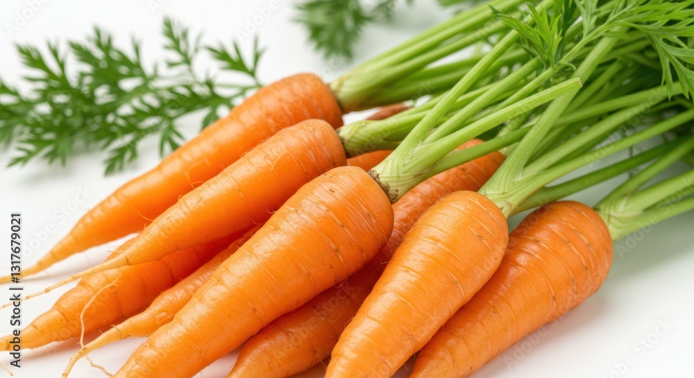 Baby Carrots with Green Tops Isolated Baby Carrots with Green Tops Isolated