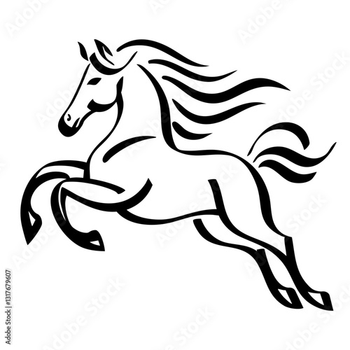 Stylized horse gallop, flowing line art