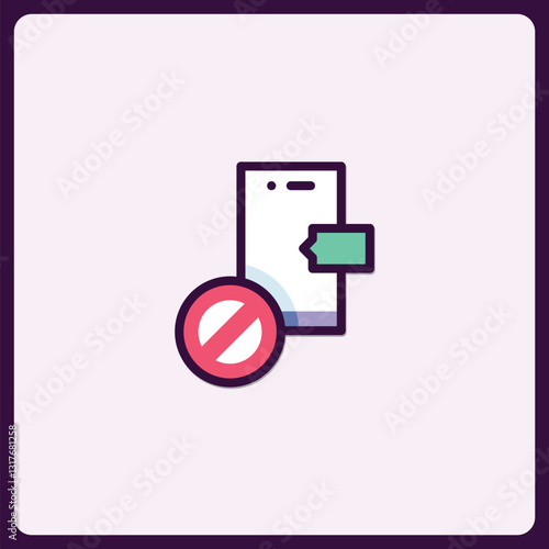 Illustration depicting phone access denial with restriction symbol and badge