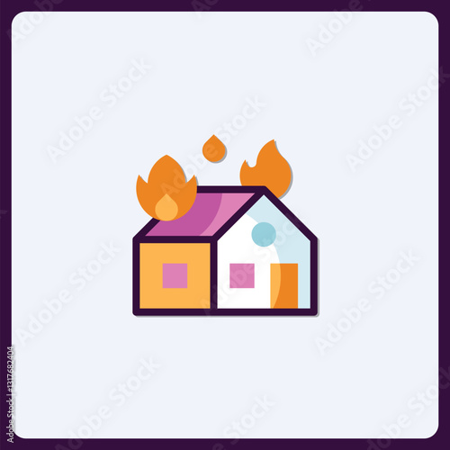 House on Fire Icon Depicting Hazard Emergency Situation Concept Illustration